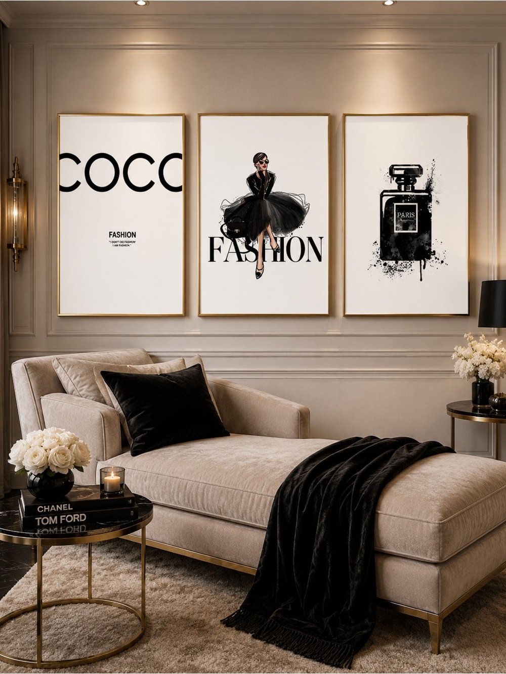 🖤 Fashion Gallery Wall Art Set of 3 | Coco Paris Quiet Luxury Couture Prints